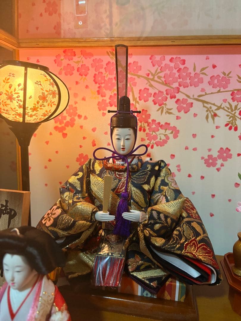 吉徳　雛人形セット 5体 六角飾りケース