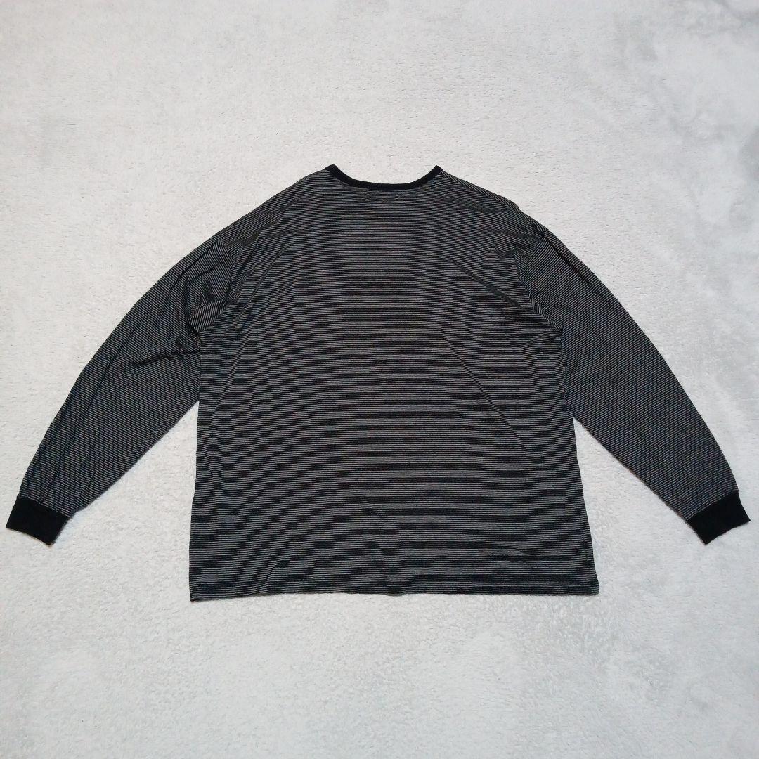 日本製 グラフペーパー ウール100% ボーダー ポケット 長袖 Tシャツ