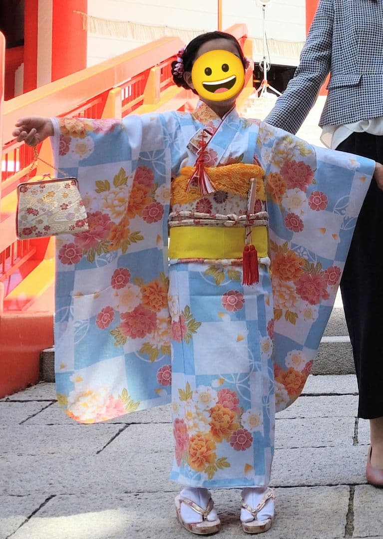 7歳七五三　着物セット（髪飾り付き）