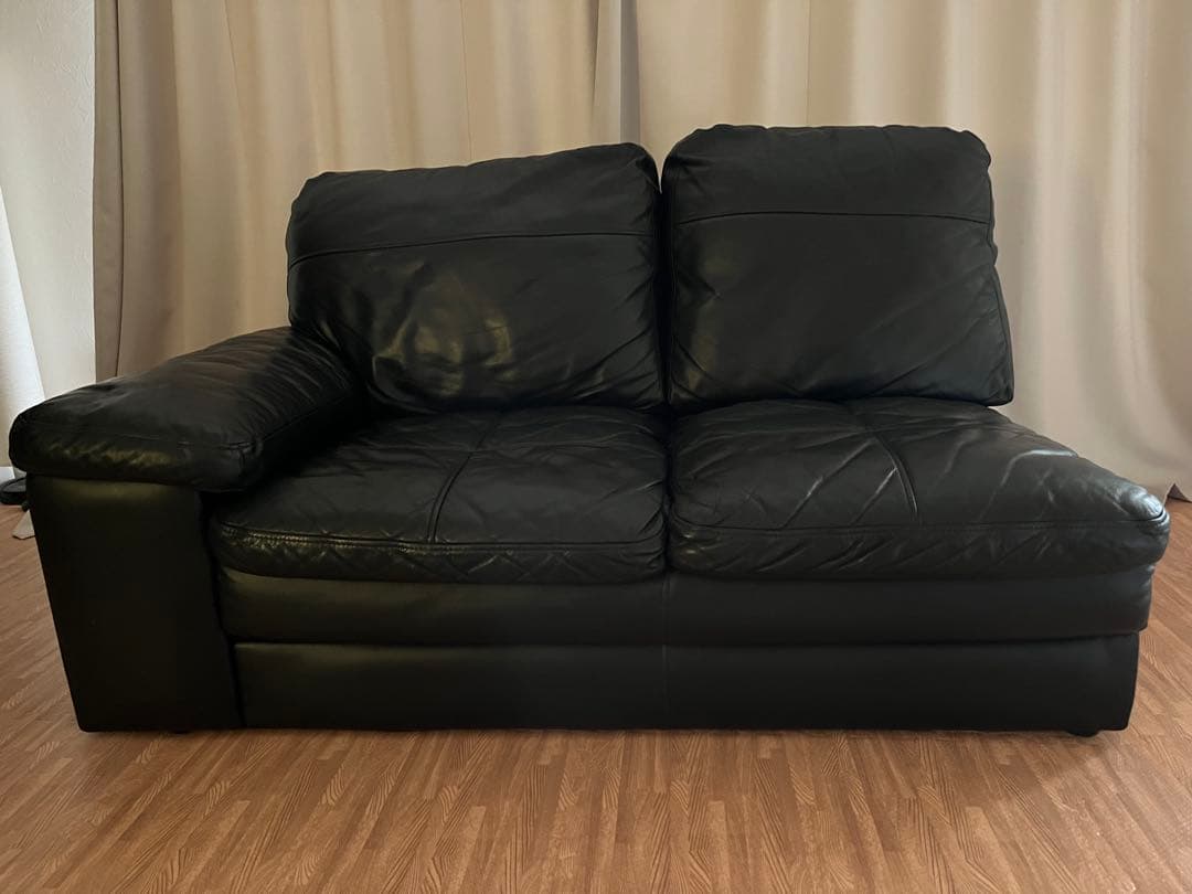 (胡ちょＯ〜ちゃん)ニトリ①本革 コーナーソファ Nステイツ 黒 左カウチ