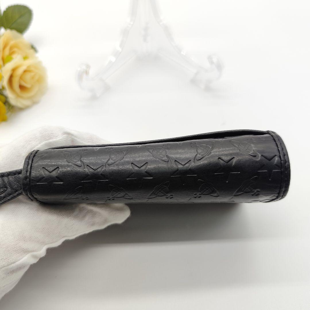 Vivienne Westwood 二つ折り財布 オーブ 型押し 黒 ブルー