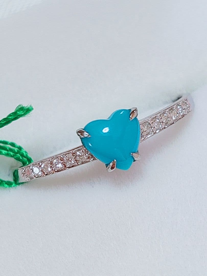 未使用品 pt900 天然ターコイズ ダイヤモンド リング