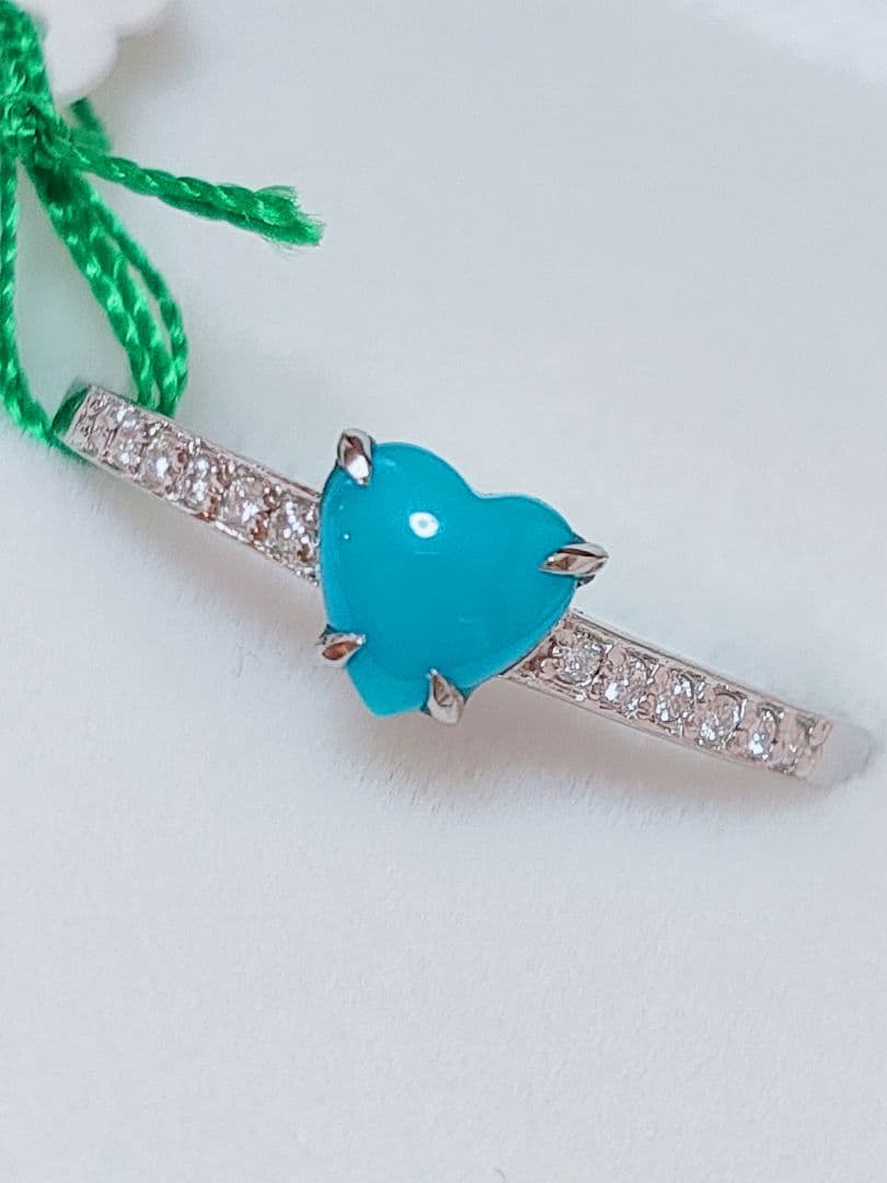 未使用品 pt900 天然ターコイズ ダイヤモンド リング