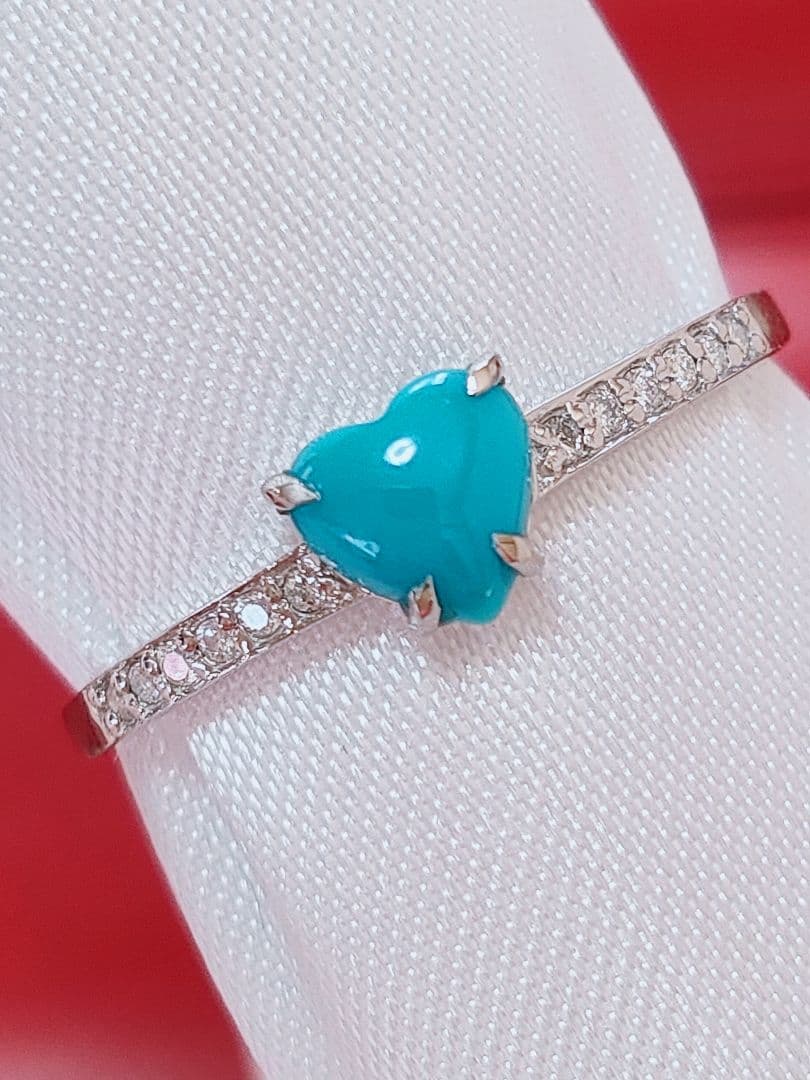 未使用品 pt900 天然ターコイズ ダイヤモンド リング