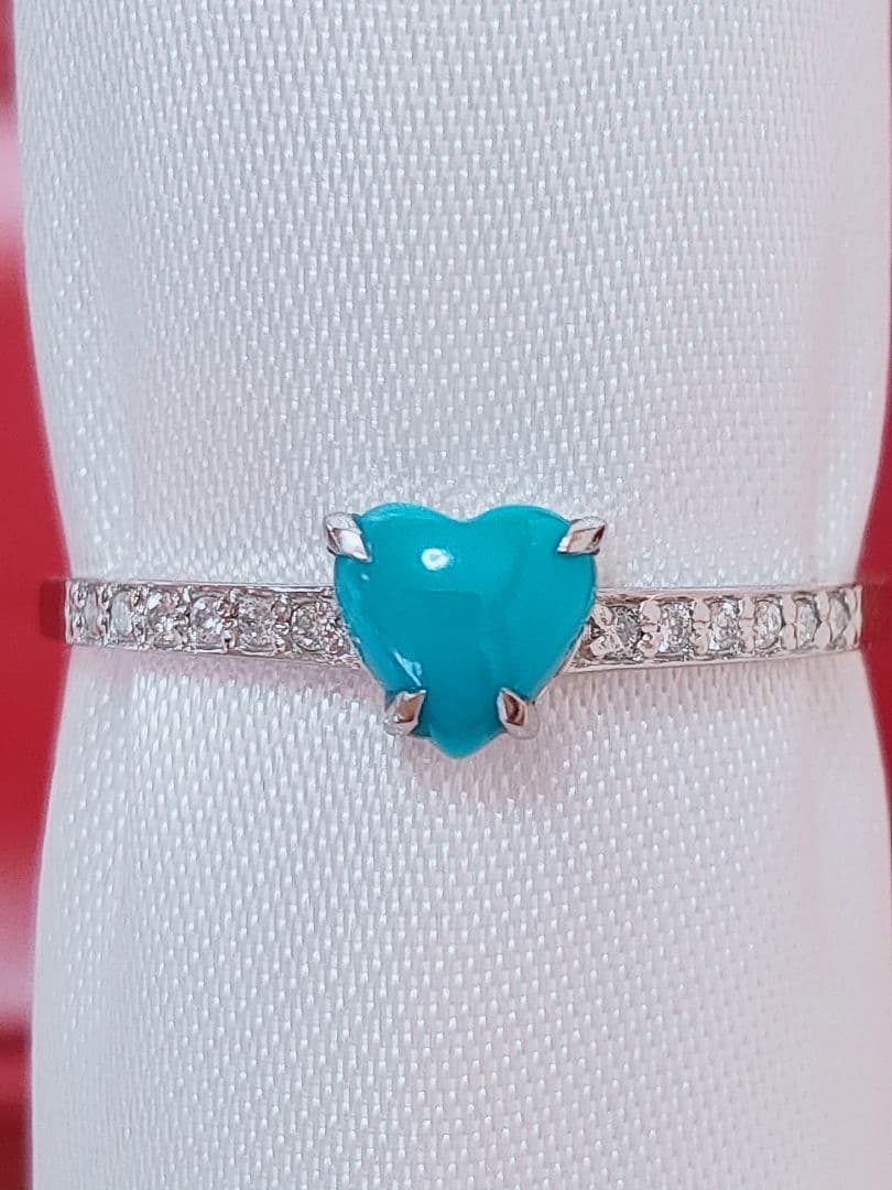 未使用品 pt900 天然ターコイズ ダイヤモンド リング