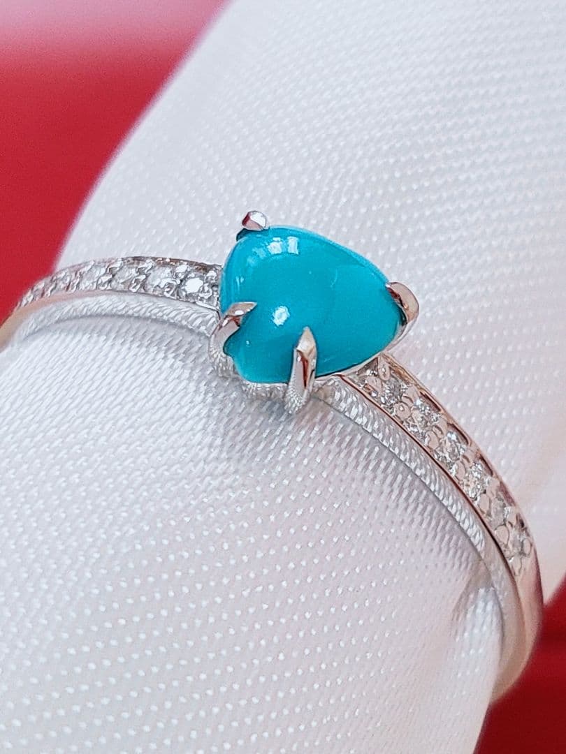 未使用品 pt900 天然ターコイズ ダイヤモンド リング