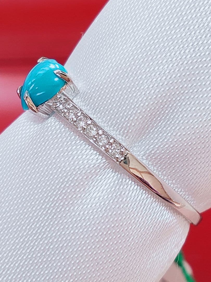 未使用品 pt900 天然ターコイズ ダイヤモンド リング