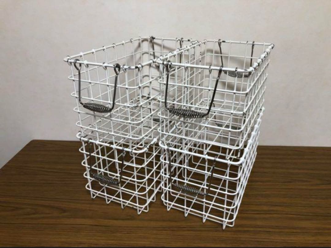 給食カゴ　4個セット　ホワイトワイヤー　収納　整理整頓　無印良品
