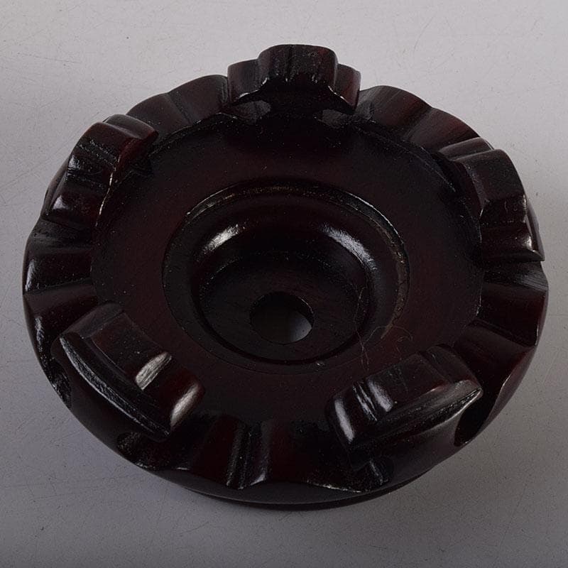 石英水晶体　阿字観本尊　寶玉　水晶玉　唐木台・仕覆付　共箱　C　8105