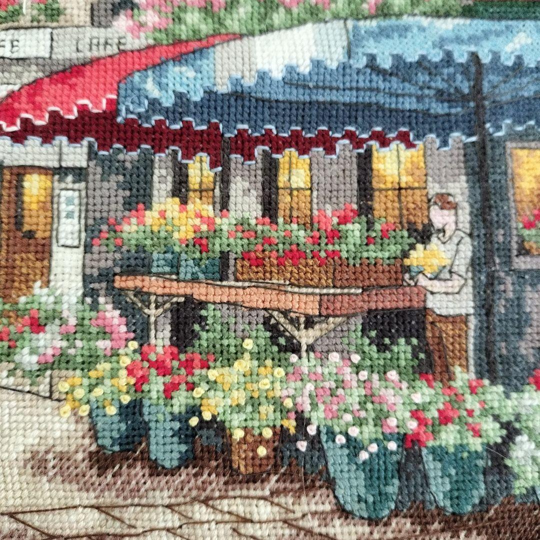 【お値下げ中】クロスステッチ　完成品　ディメンジョンズ　パリの花市