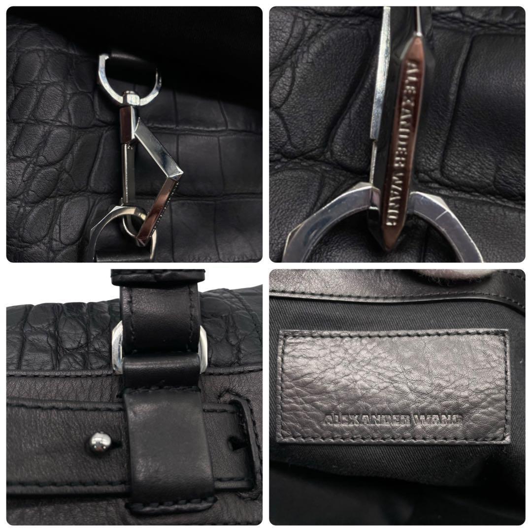 超希少 アレキサンダーワン★クロコ型押し メッセンジャーバッグ レザー ブラック