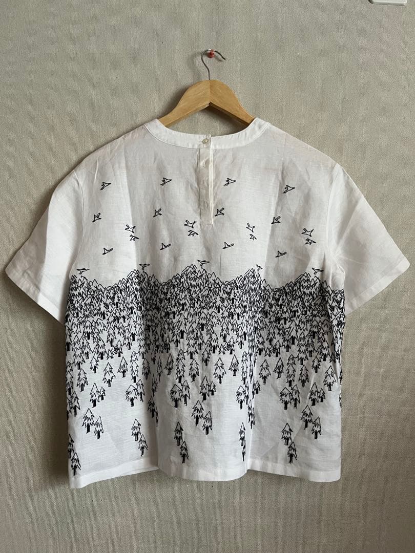 【SALE】ミナペルホネン forest to bird リネン　半袖　ブラウス