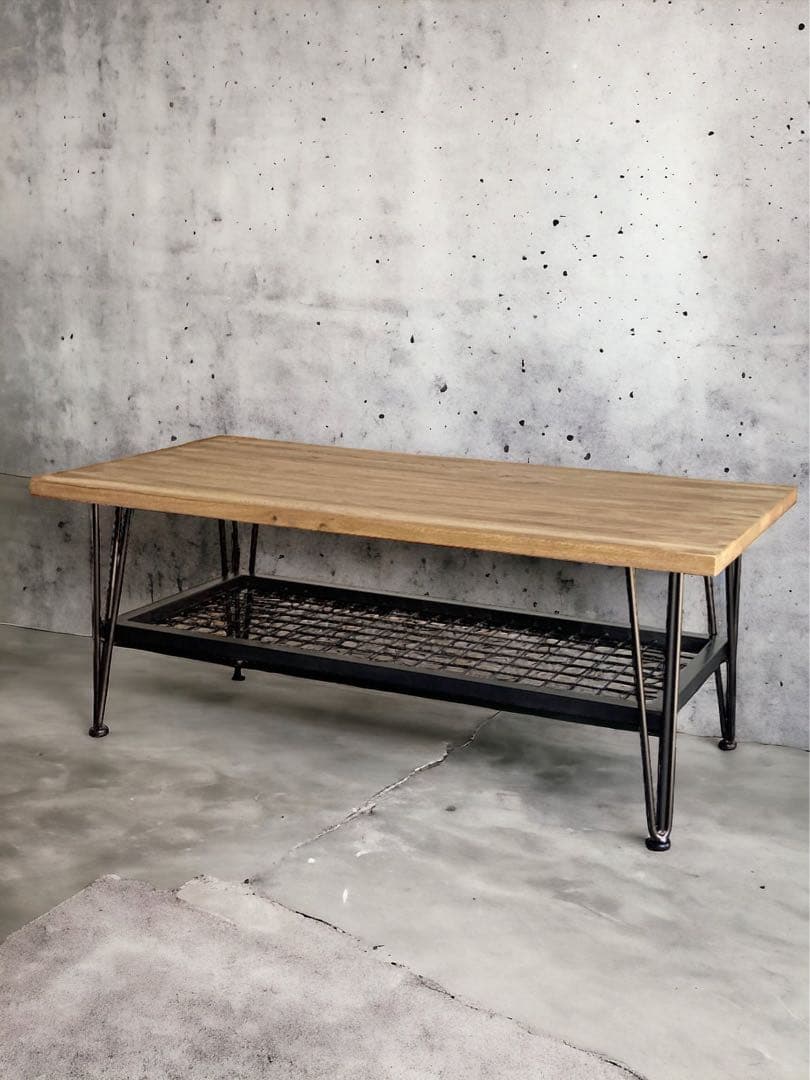 【ブルックリン家具】古材 × ブラックスチール脚 コーヒーテーブル W100