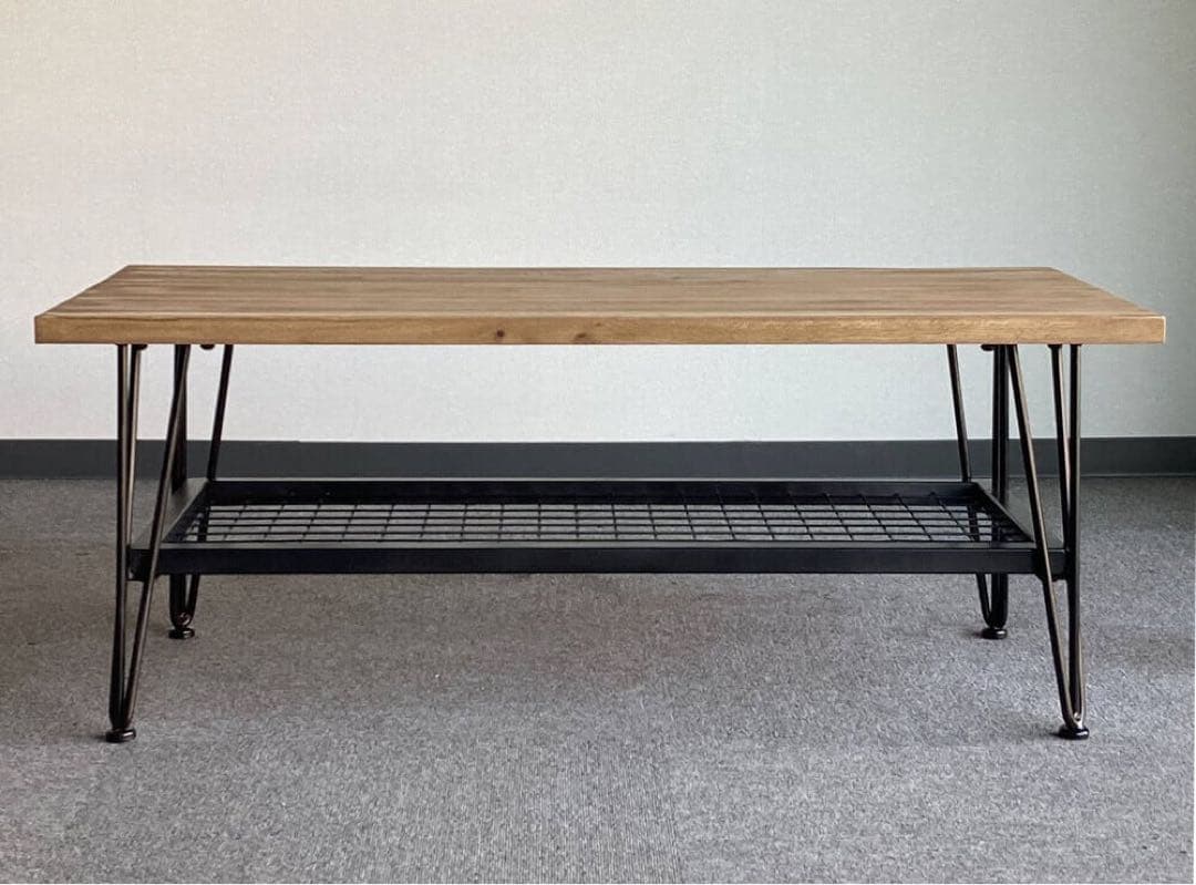 【ブルックリン家具】古材 × ブラックスチール脚 コーヒーテーブル W100