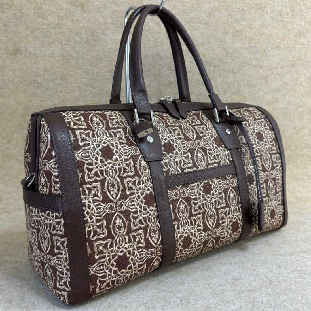 2B24 印傳屋 インデンヤ ボストンバッグ スエード ブラウン