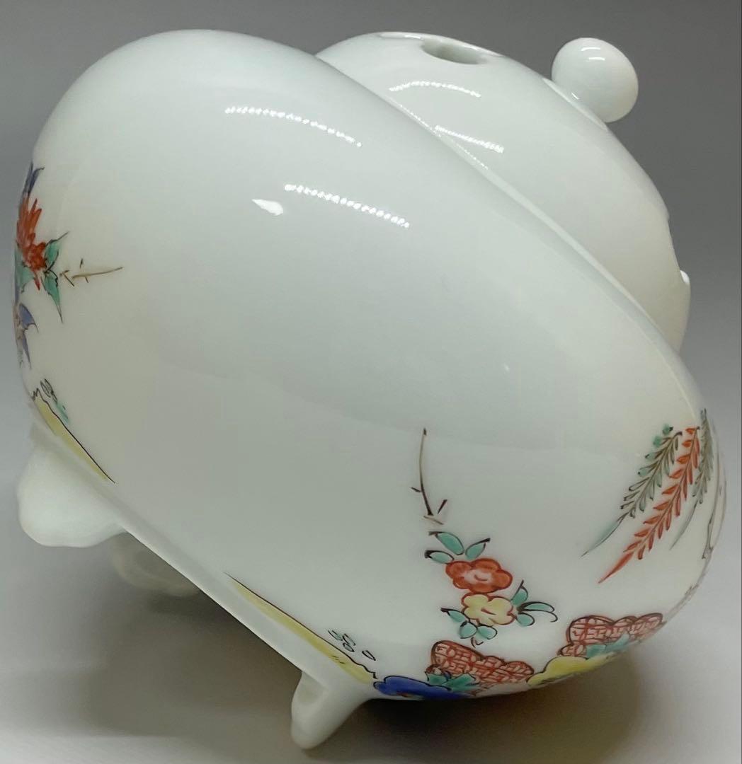 人間国宝　十三代　酒井田柿右衛門　濁手　柳鳥文香炉　共箱　v1194