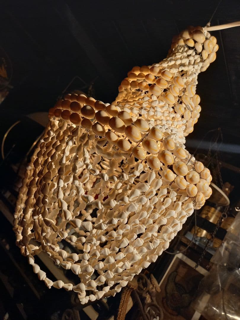 レア　フレンチ　シェル　ビーズ　シャンデリア　ハンギング　ランプ