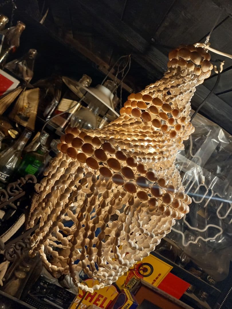 レア　フレンチ　シェル　ビーズ　シャンデリア　ハンギング　ランプ