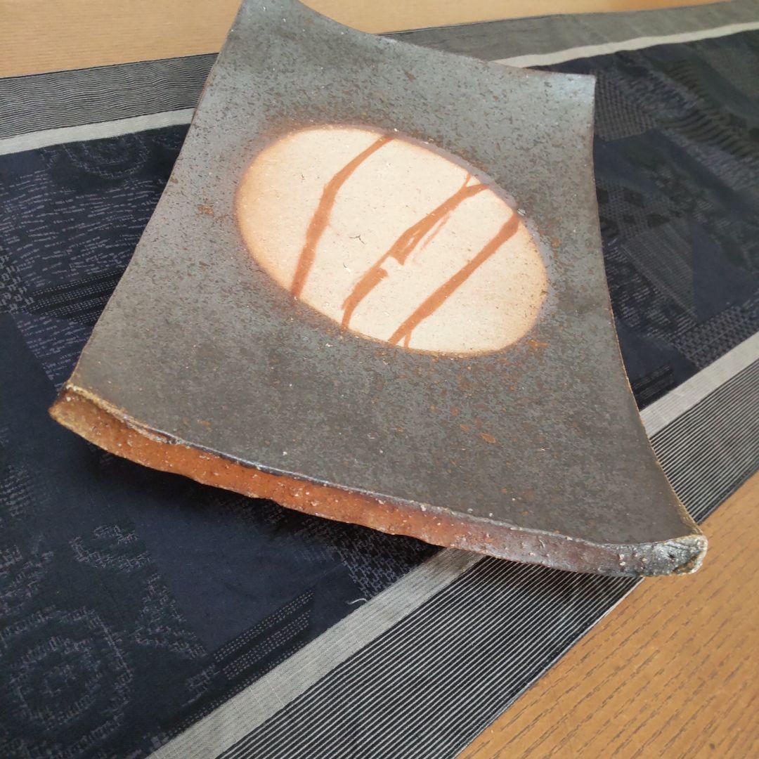 黒備前 脚つき皿 2枚 備前焼