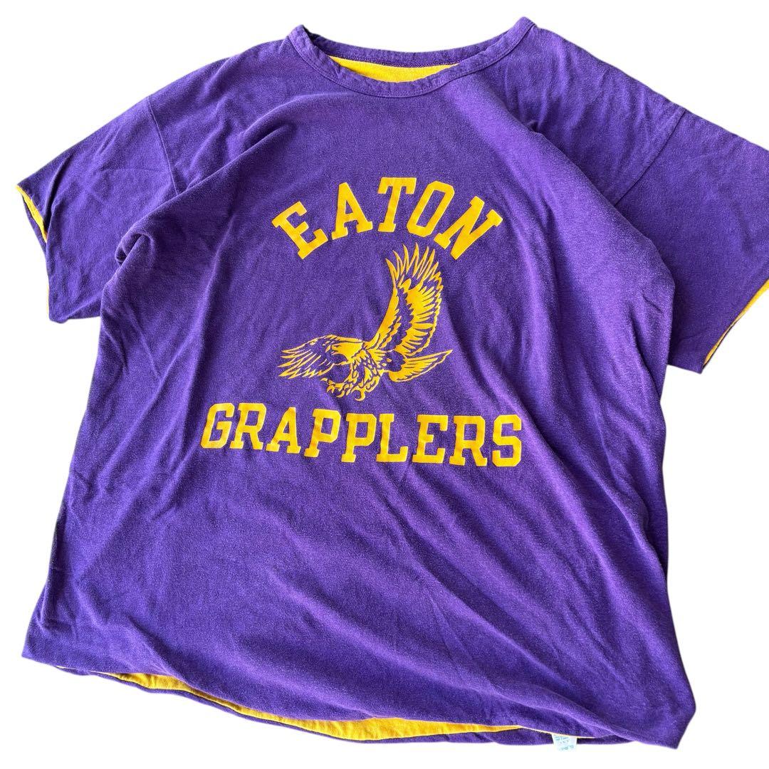 〜70s Champion リバーシブル Tシャツ XL 紫 黄 ヴィンテージ