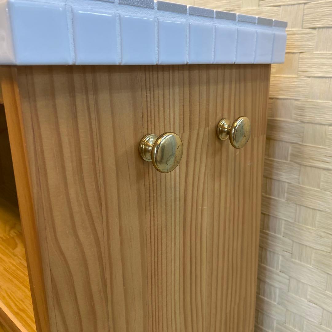 モモナチュラル MomoNatural⭐️モザイク タイル　スリム キッチンワゴン