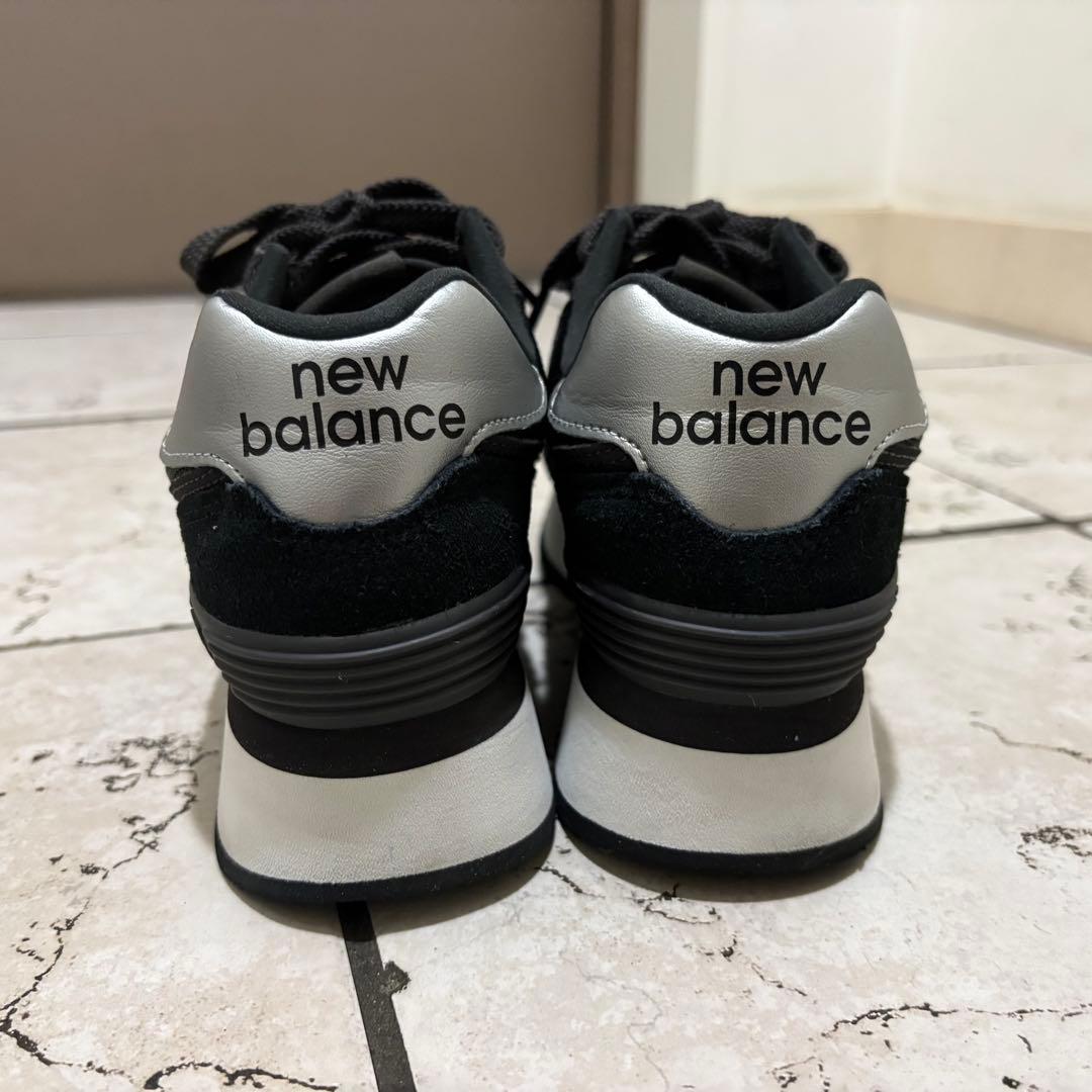 【美品】New Balance 574 ブラック 厚底スニーカー