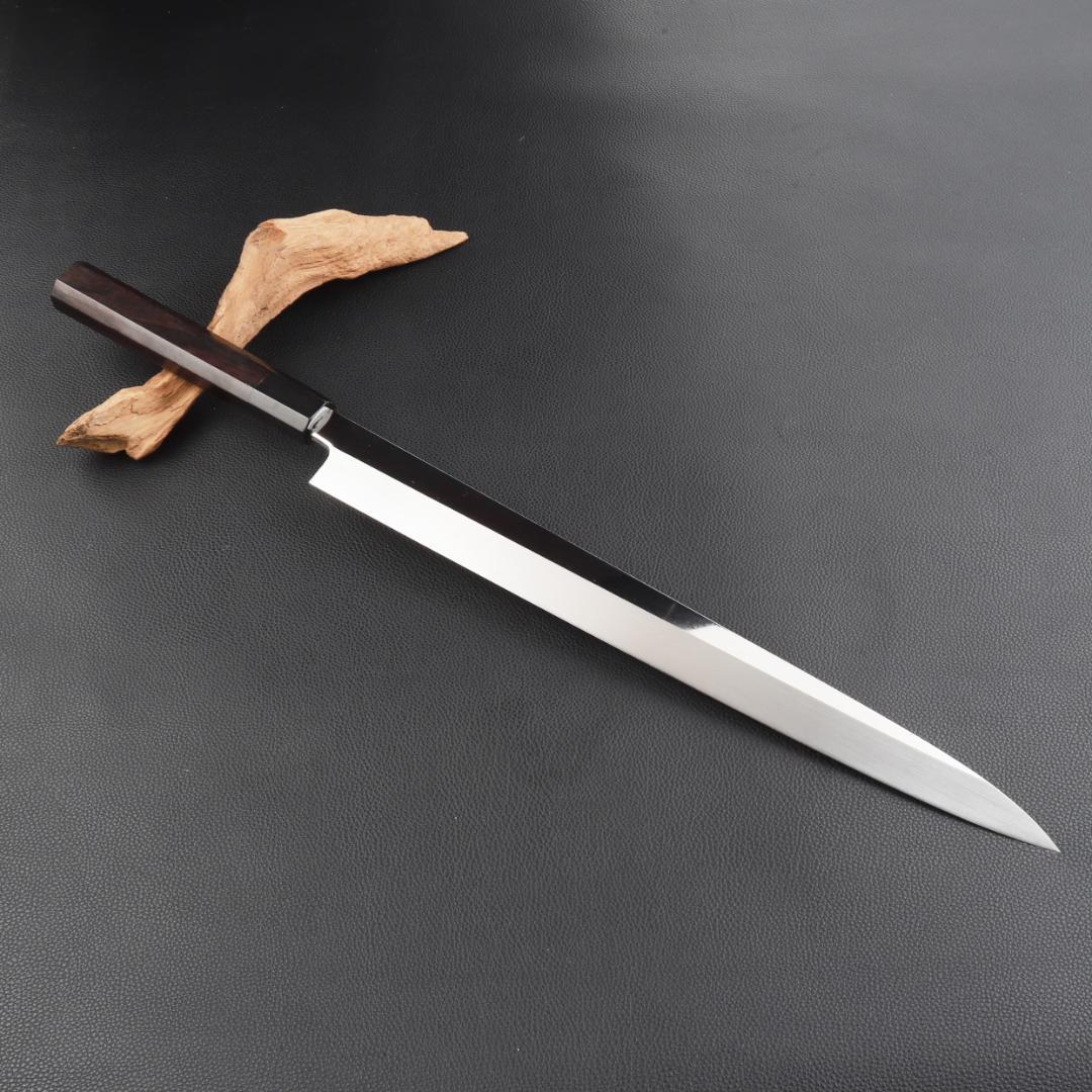 10852柳刃包丁 尺三鏡面仕上げ 刺身包丁 刃は究極の切れ味 黒檀黒水牛八角柄