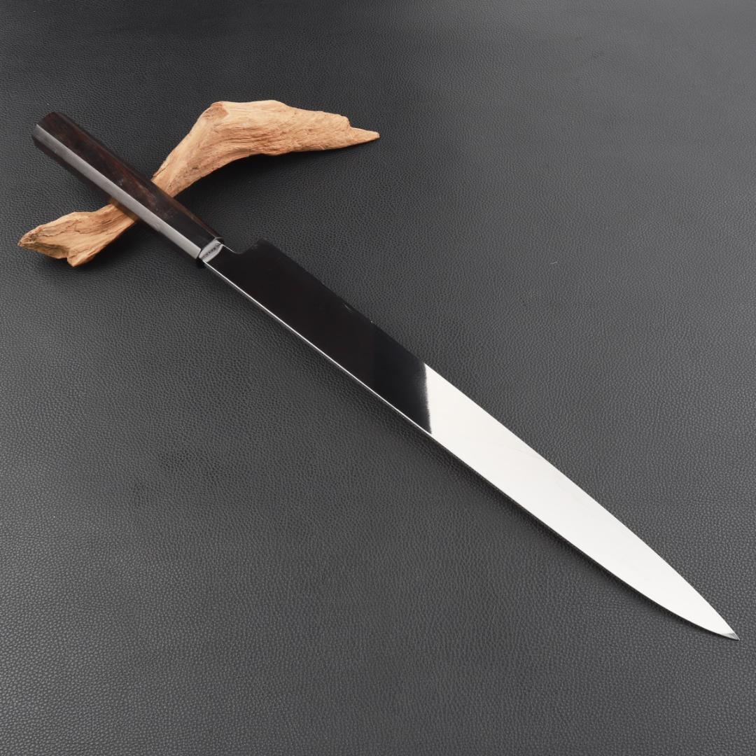 10852柳刃包丁 尺三鏡面仕上げ 刺身包丁 刃は究極の切れ味 黒檀黒水牛八角柄