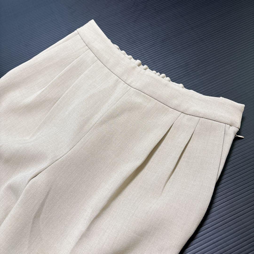 【グリーンレーベルリラクシング】パンツ　スーツ　リオペル　ベージュ　ダブル