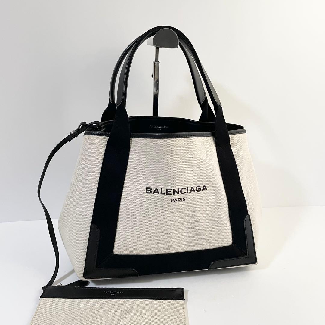 【美品】バレンシアガ ネイビーカバス トートバッグ ハンドバッグ S