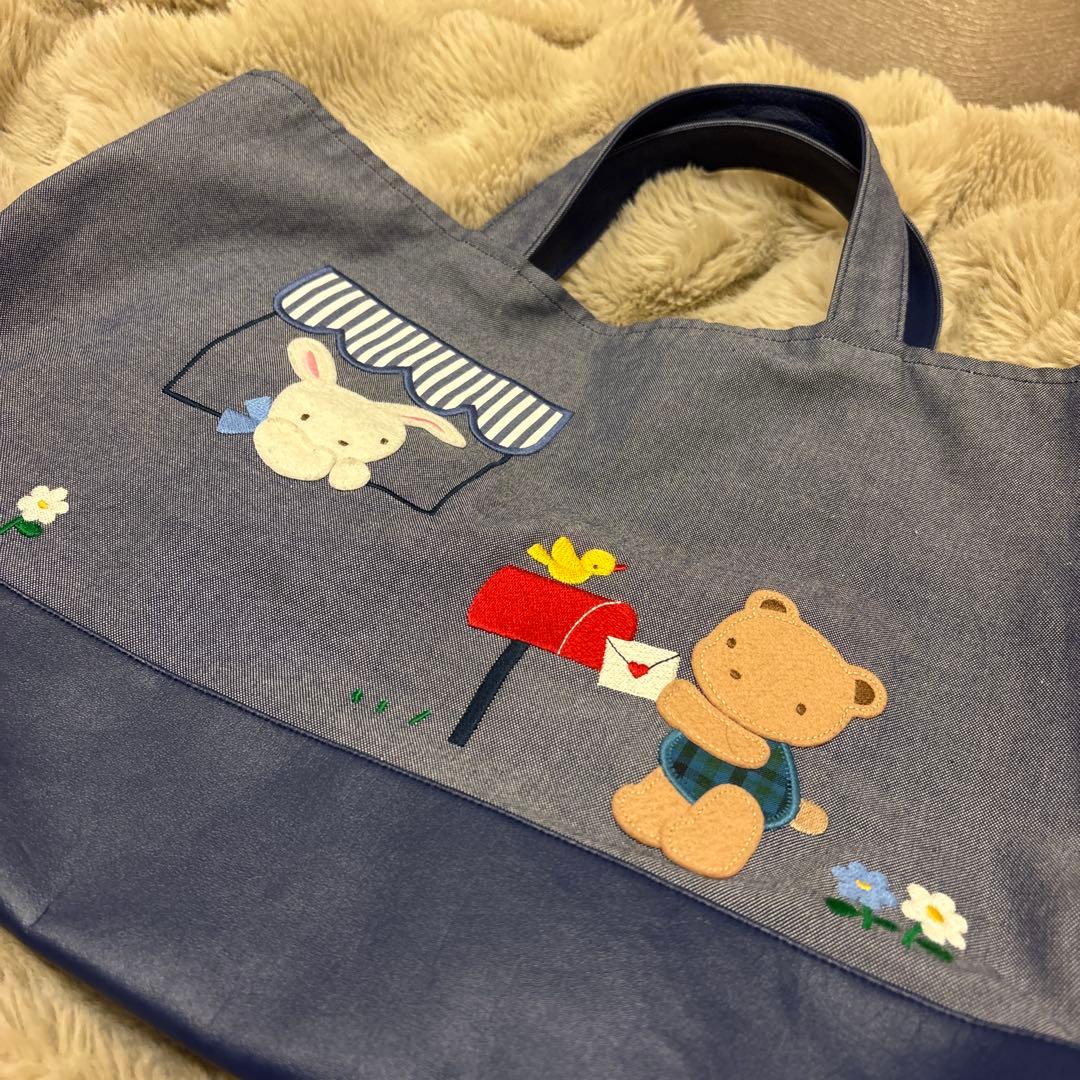【希少】使用回数3回・紙袋付き/ファミリア　デニムバッグ　マチあり　くま　うさぎ