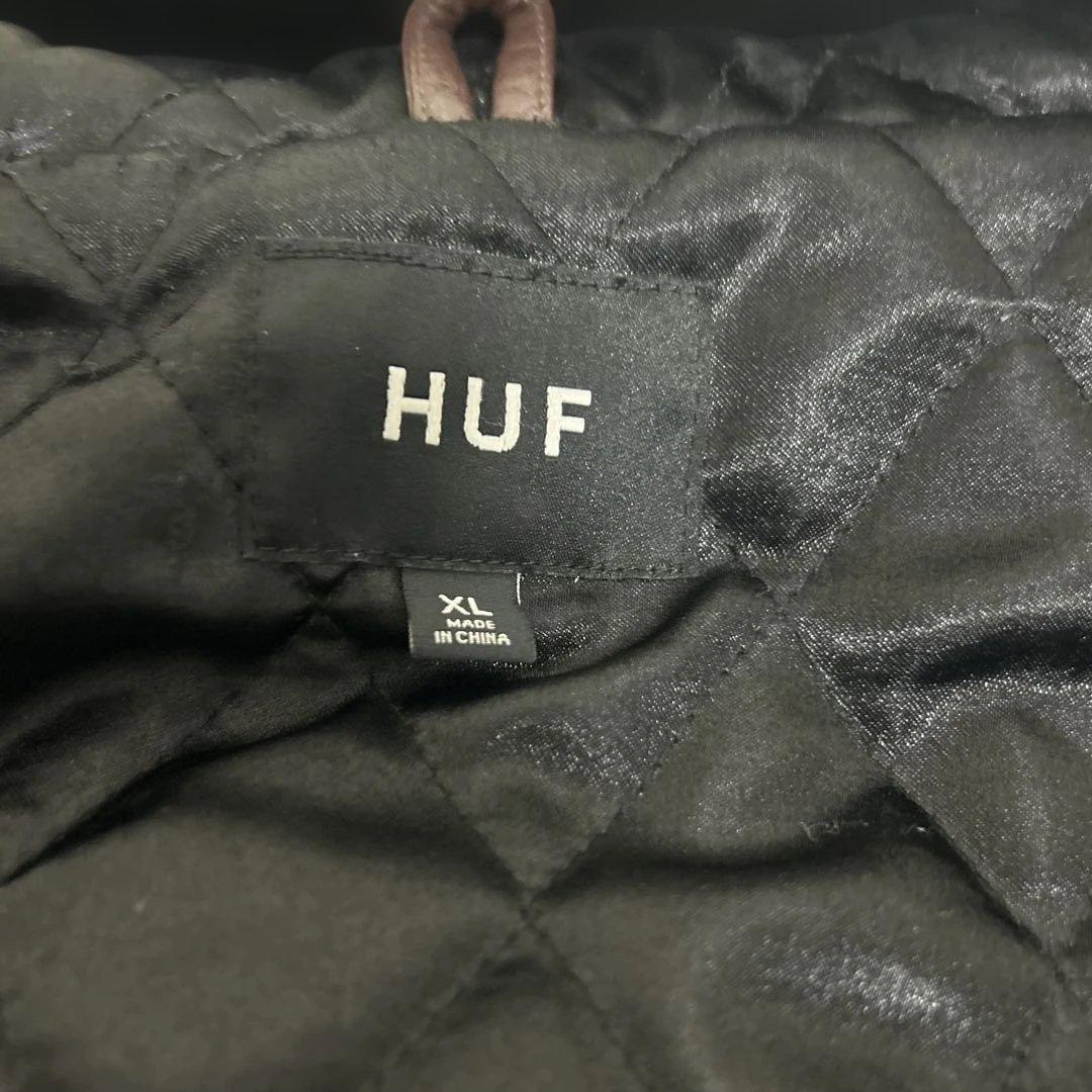 【美品】HUF ハフ フェイクレザー プラントリーフ パーカー ブルゾン XL