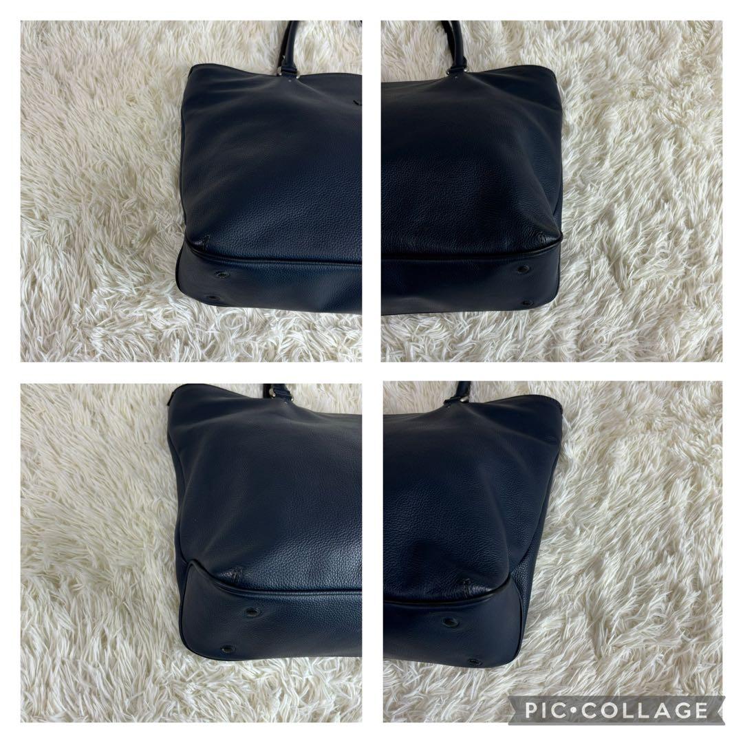 ダニエルアンドボブ レザー トートバッグ ネイビー A4収納可