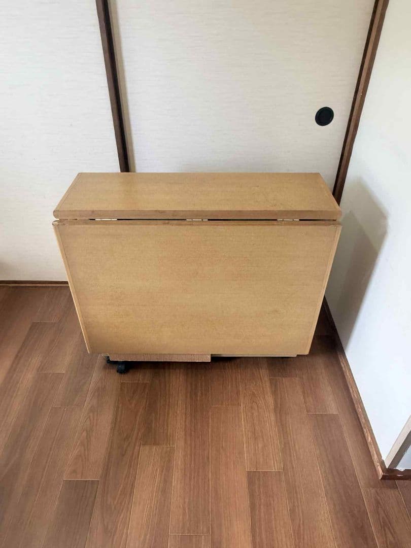 折りたたみダイニングテーブル 引き出し付き キャスター付き 引き取り限定