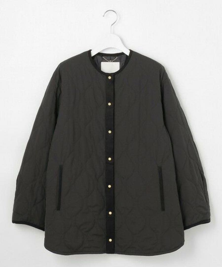 自由区　【洗える】パディングキルト ノーカラージャケット