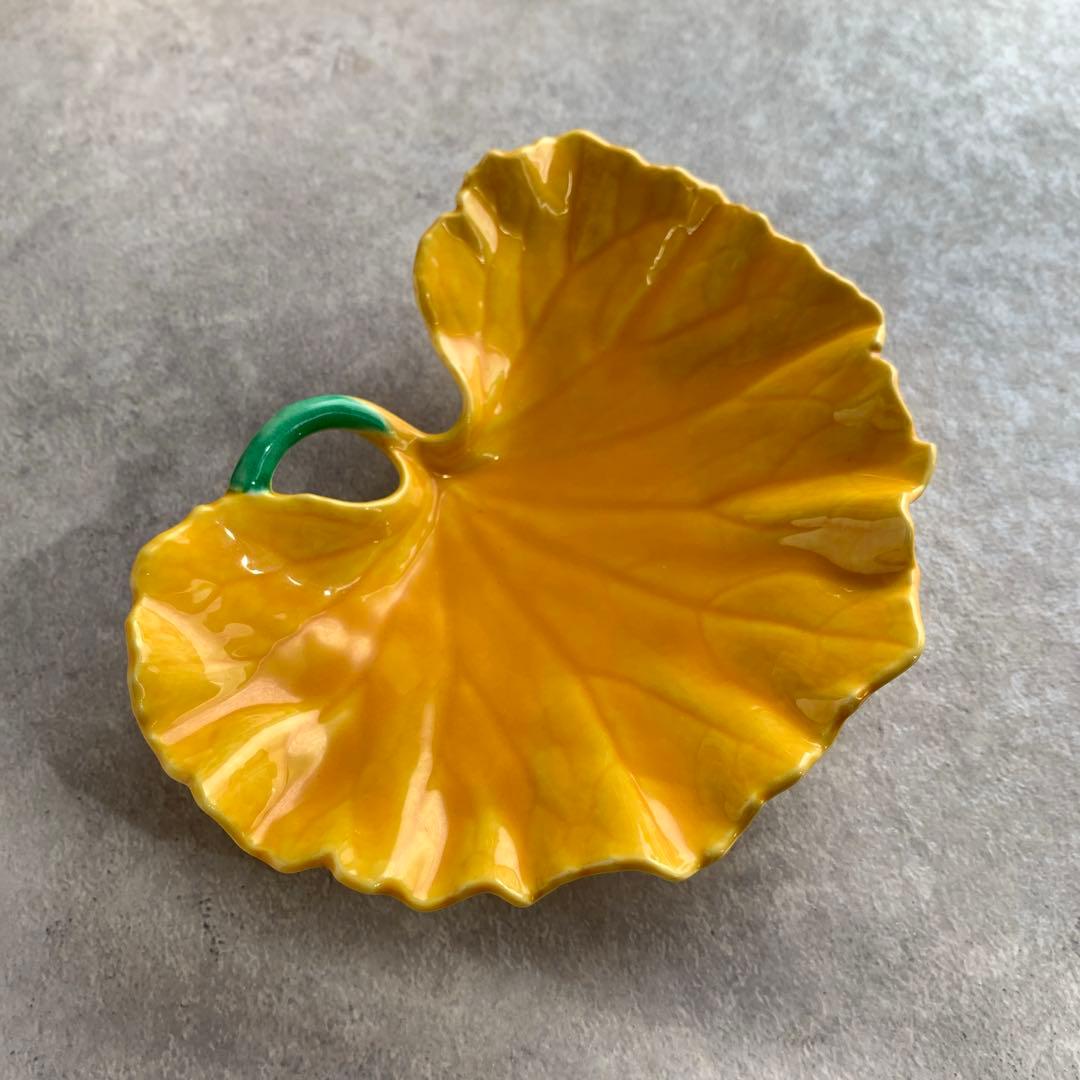 有田焼 つわの葉 陶器 皿 和食器 ５枚 三つ足 黄色