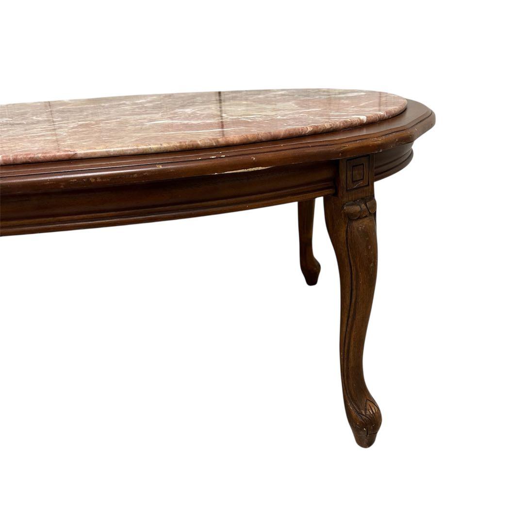 センターテーブル　木製　ロココ調　大理石天板　猫足　アンティーク