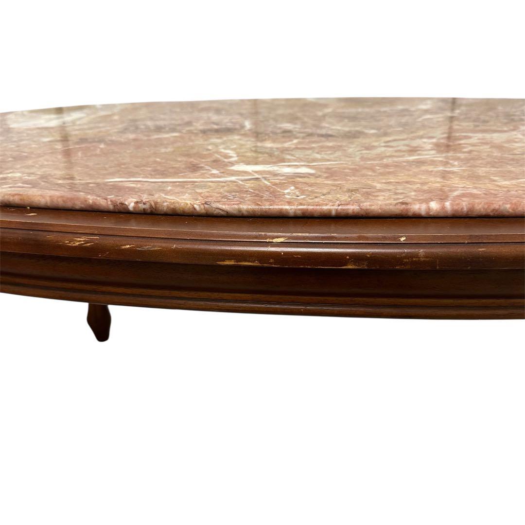 センターテーブル　木製　ロココ調　大理石天板　猫足　アンティーク