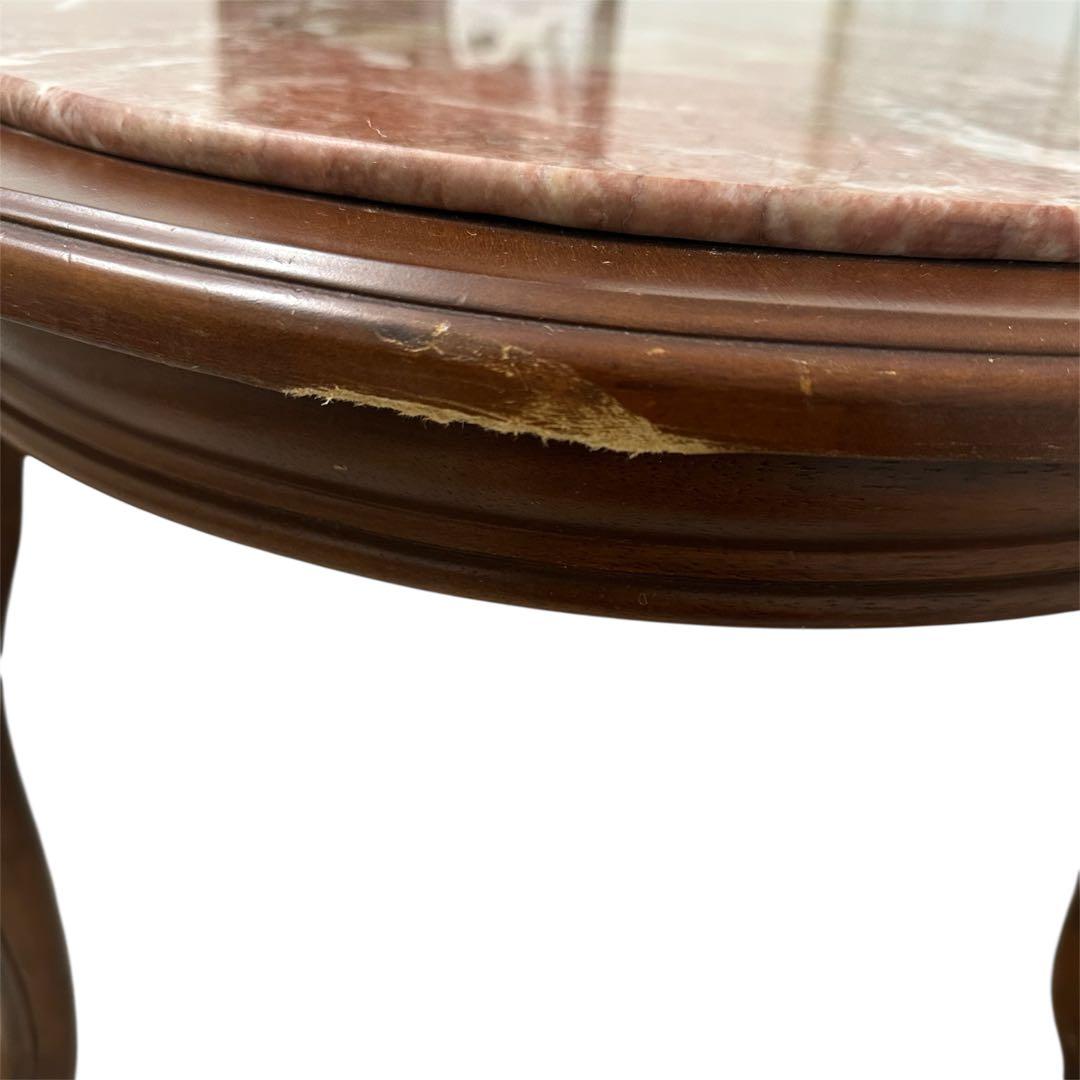 センターテーブル　木製　ロココ調　大理石天板　猫足　アンティーク