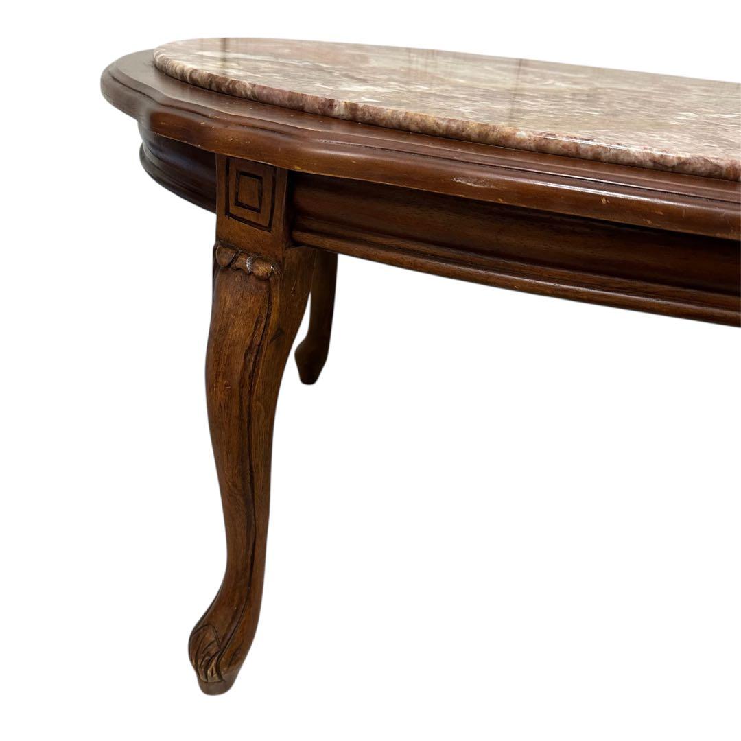 センターテーブル　木製　ロココ調　大理石天板　猫足　アンティーク