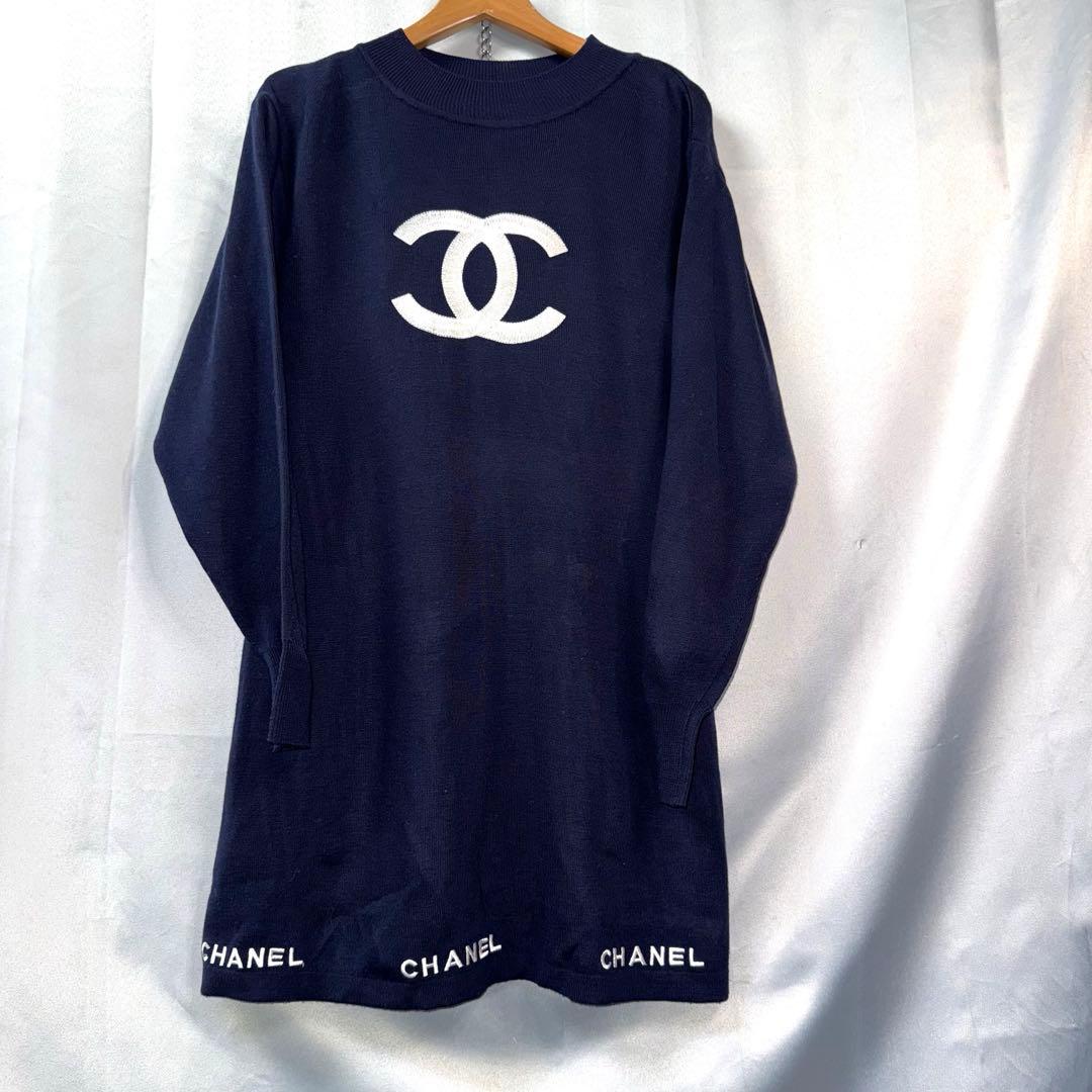 シャネル　ヴィンテージ　ニットワンピース　ココマーク