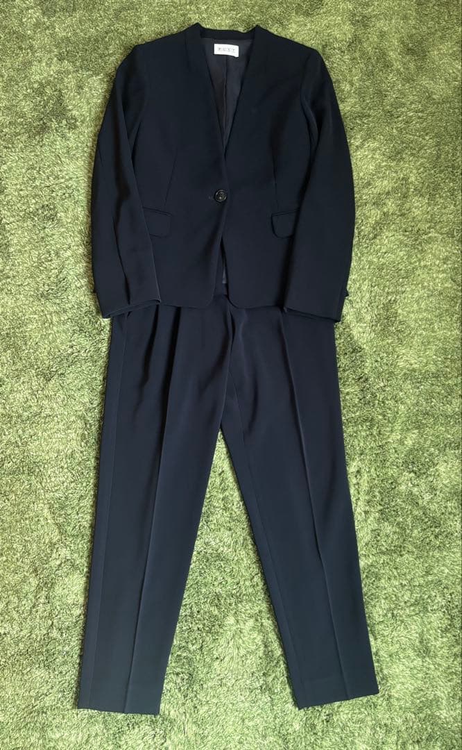 PLST ネイビー パンツスーツ上下セット