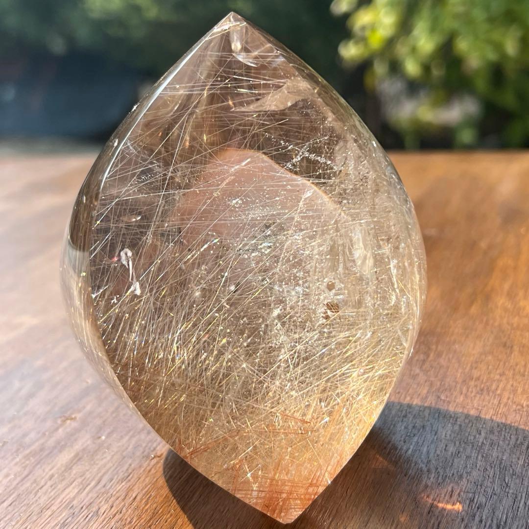 ✳️☆極上の透明度に煌めき抜群のルチル☆ゴールドルチル 雫型 天然石 磨き石 原石