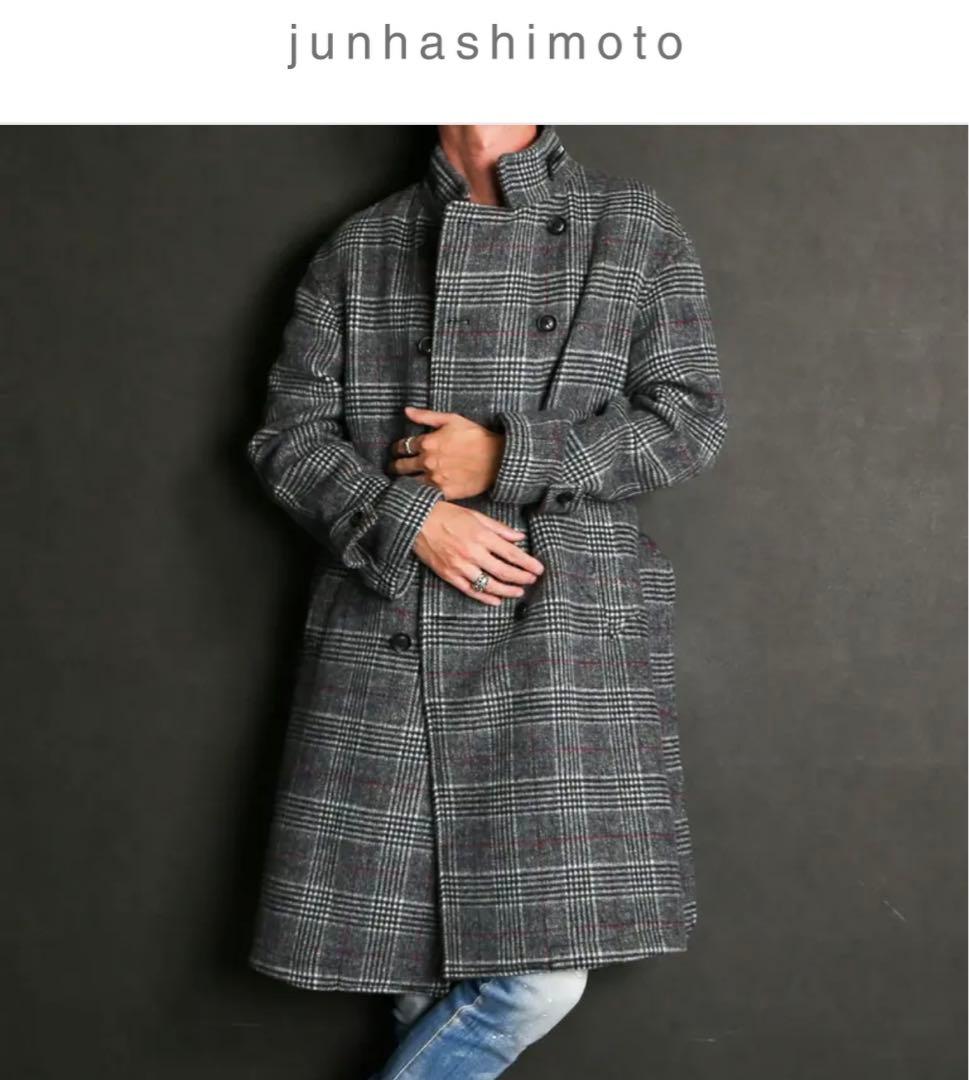 junhashimoto チェック柄オーバーベルテッドコート　サイズ３