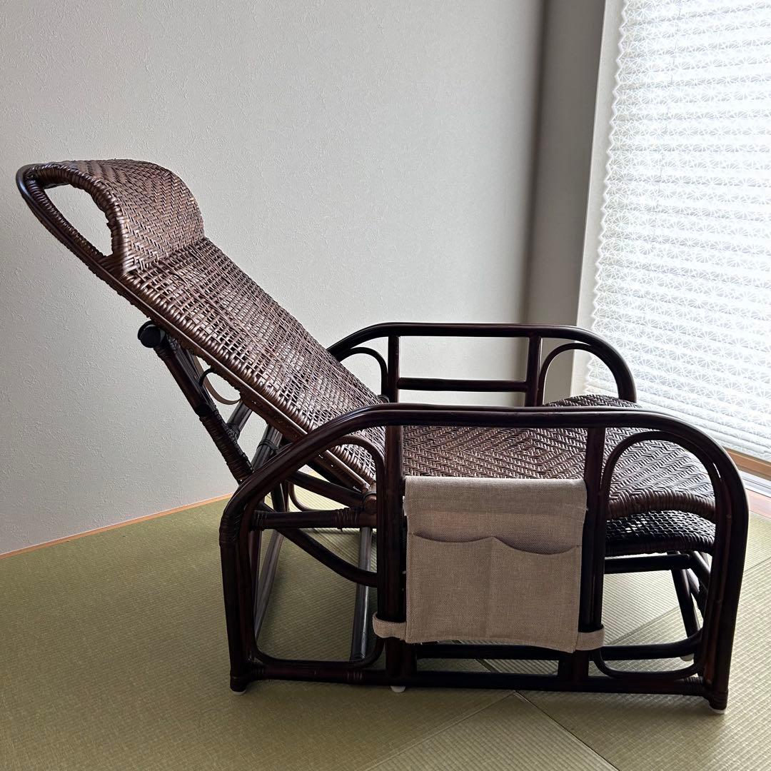 送料無料 ラタン リクライニングチェア アジアン家具 レトロ家具