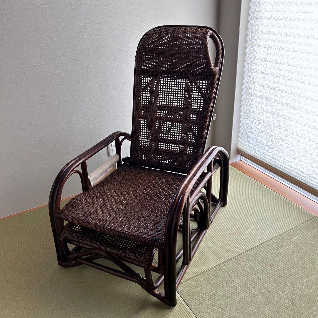送料無料 ラタン リクライニングチェア アジアン家具 レトロ家具