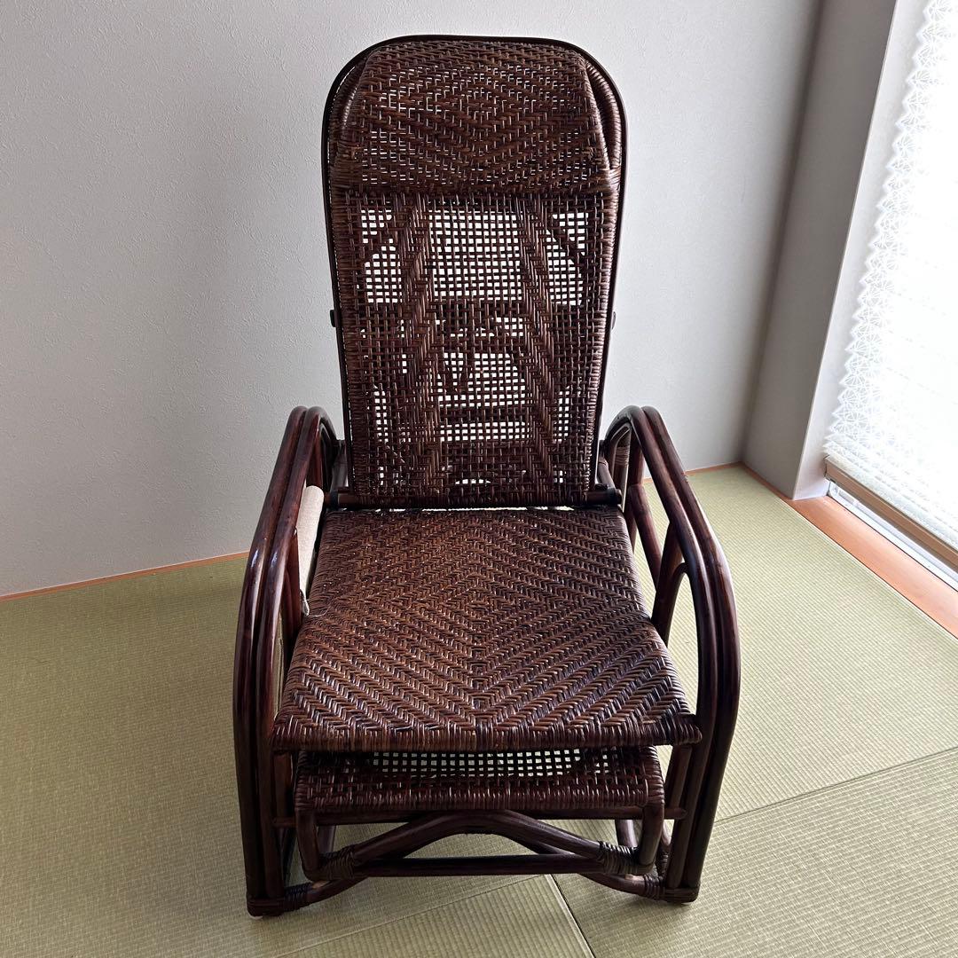 送料無料 ラタン リクライニングチェア アジアン家具 レトロ家具