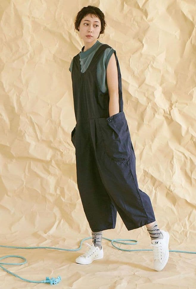 tumugu 硫化染めコンパクトツイル2wayサロペット