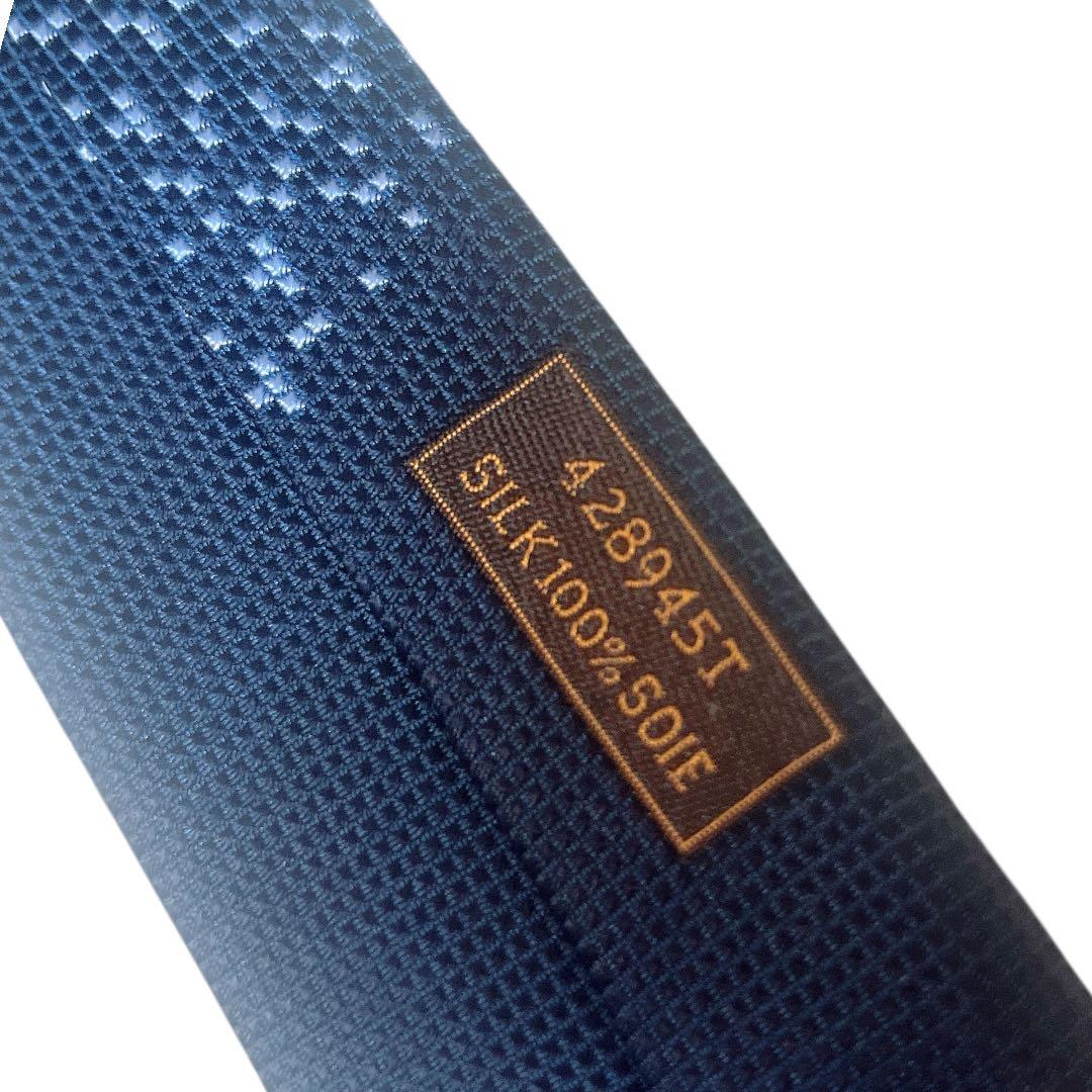 【美品★近年モデル】HERMES ネクタイ H柄 ジオメトリカル ネイビー