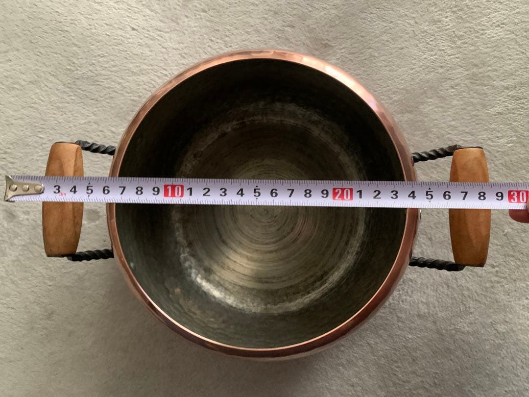 【希少】スイス製 銅製 打ち出し 両手深鍋 アンティーク